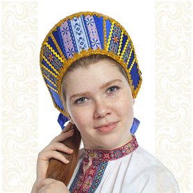 Кокошник Ася, синий в золоте