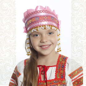 Девичья повязка Ладушка (очелье), розовый в золоте