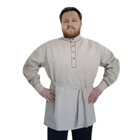 Рубаха Казачья, лен, небеленый лен- фото 1