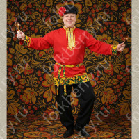 Рубаха Хохлома, красный габардин